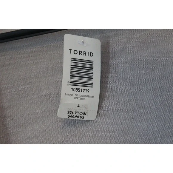 NWT Torrid Slub Cardigan Drape Front Lightweight Gray Women's Size 4 4X H14717 - Picture 5 of 11